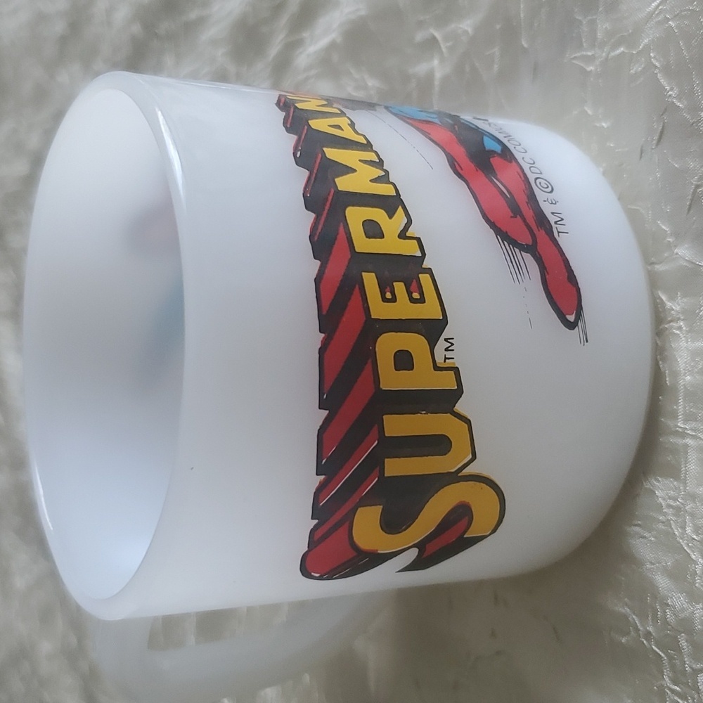 Vintage 1971 Federal Glass Milk Glass Superman Coffee Mug